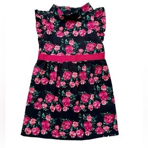 EUC Janie and Jack navy and pink floral dress with mock collar. Size 2T.